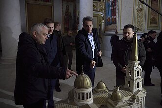 Graikijos premjeras Kiriakas Micotakis ir Ukrainos prezidentas Volodymyras Zelenskis Odesoje