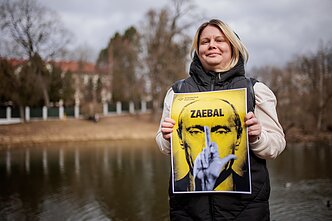 Per Rusijos prezidento „rinkimus“ prie Rusijos ambasados Vilniuje vyko protestas