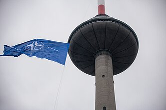 NATO flag on Vilnius TV Tower NATO flag on Vilnius TV Tower