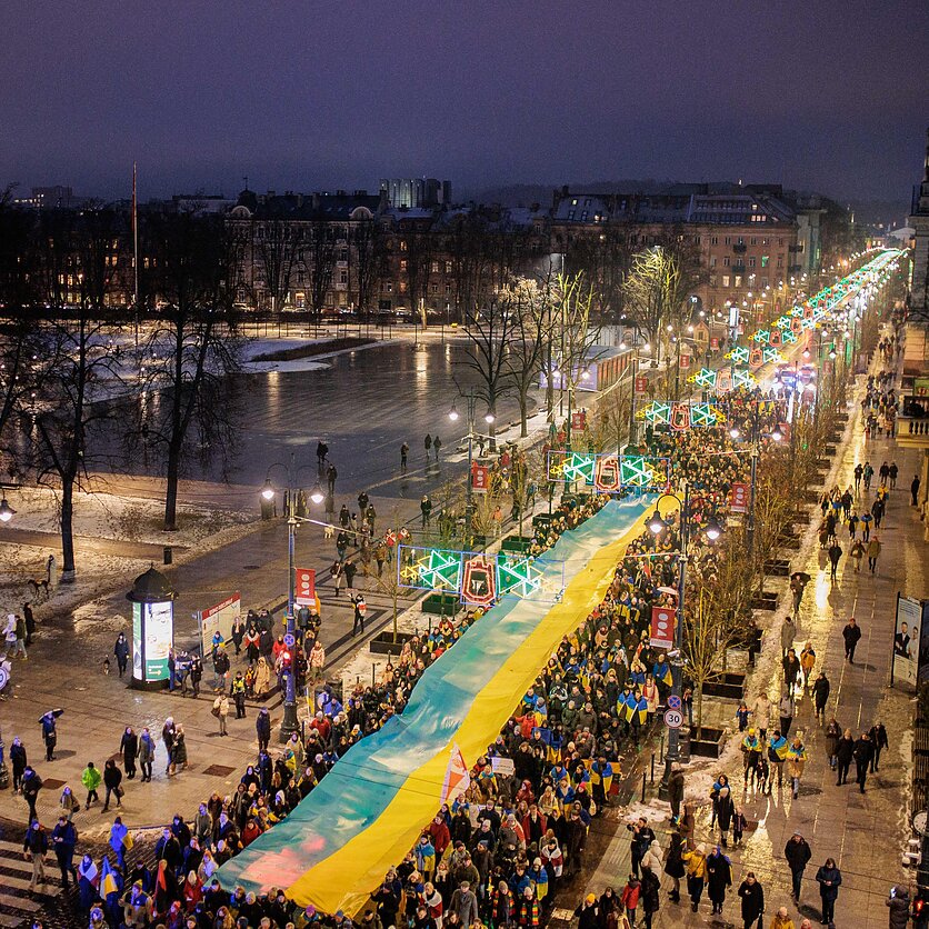 E. Blažio / LRT nuotr., Ukrainos karo metinių minėjimo eisena