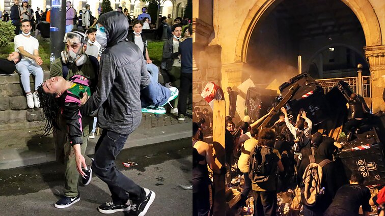 Ašarinių dujų ir guminių kulkų nepabūgsta: protestuotojai Sakartvele trauktis nežada