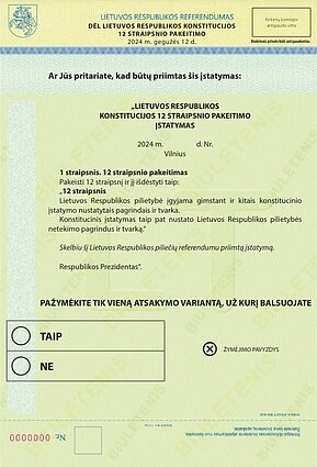  Referendumo balsavimo biuletenis
