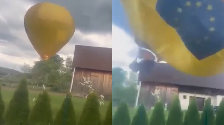 Gyventojas užfiksavo, kaip oro balionas Šilutės r. rėžėsi į pastatą