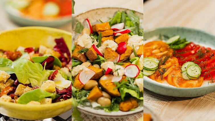 Lengvi patiekalai vasarai: trys skirtingi salotų ir jų padažų receptai