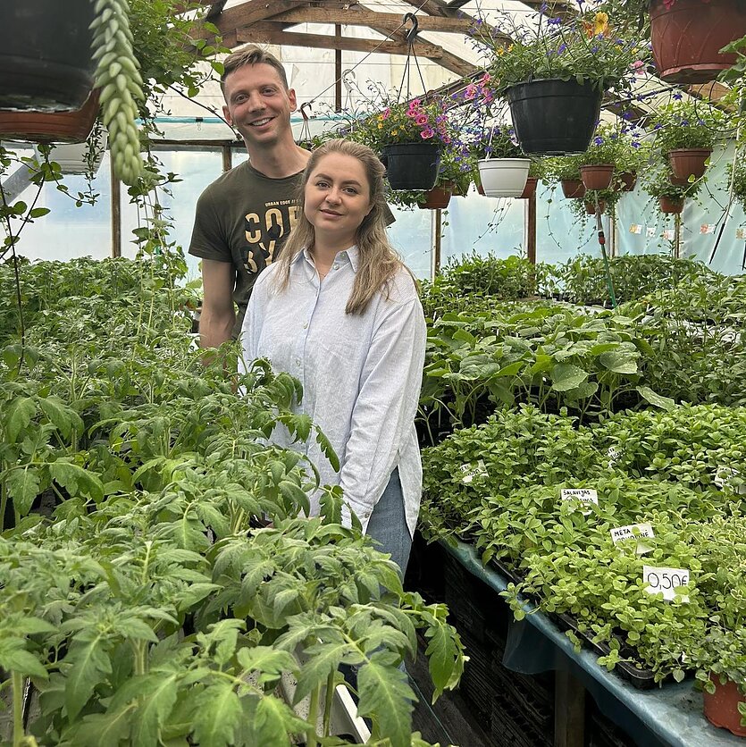 Rūta Simanavičienė, Kauno rajone daigus auginanti jauna šeima, Odeta ir Gediminas Rimkevičiai.