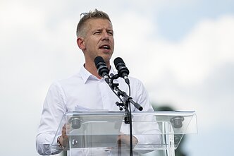 Vengrijos „Pagarbos ir laisvės“ (TISZA) lyderis Péteris Magyaras Vengrijos „Pagarbos ir laisvės“ (TISZA) lyderis Péteris Magyaras