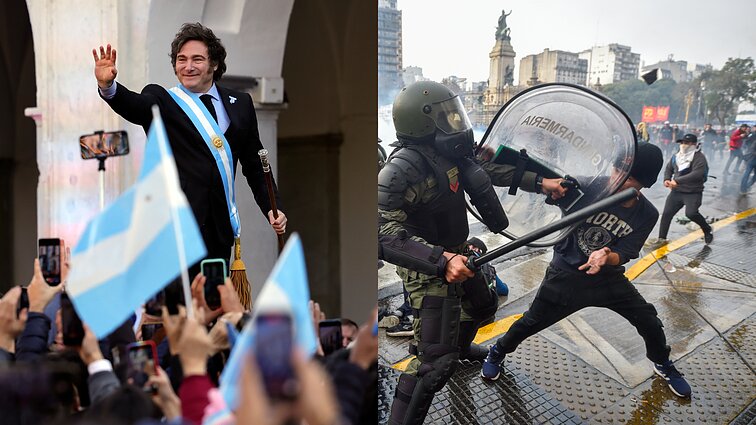 Pasiutelis su benzininiu pjūklu: riaušes keliantis Argentinos prezidento valdymas