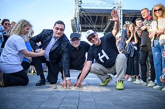 „Hiperbolės“ nariai Viktoras Prapras, Arvydas Šnaras ir Igoris Berinas