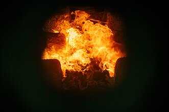 Inside the crematorium's furnace. Inside the crematorium's furnace.