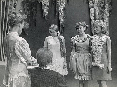 Iš kairės: Gražina Urbonaitė, Barbora Abromavičiūtė-Kaniavienė, Audronė Meilutė, Milita Bazevičiūtė. 1968 m. 