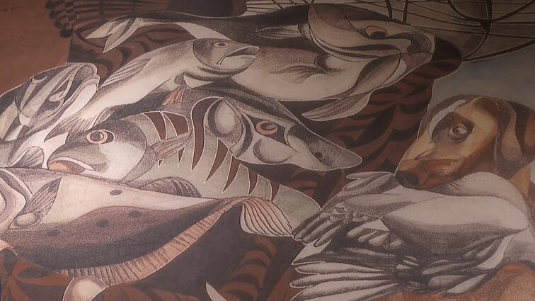 Uostamiestyje – žvilgsnis į plačią Angelinos Banytės freskų ir mozaikų parodą