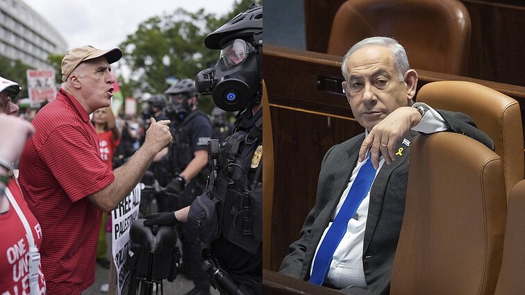 Tūkstantiniai protestai Vašingtone: dalyviai reikalauja suimti JAV viešintį Netanyahu