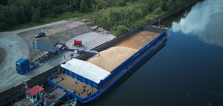 Grain transported by the river Nemunas