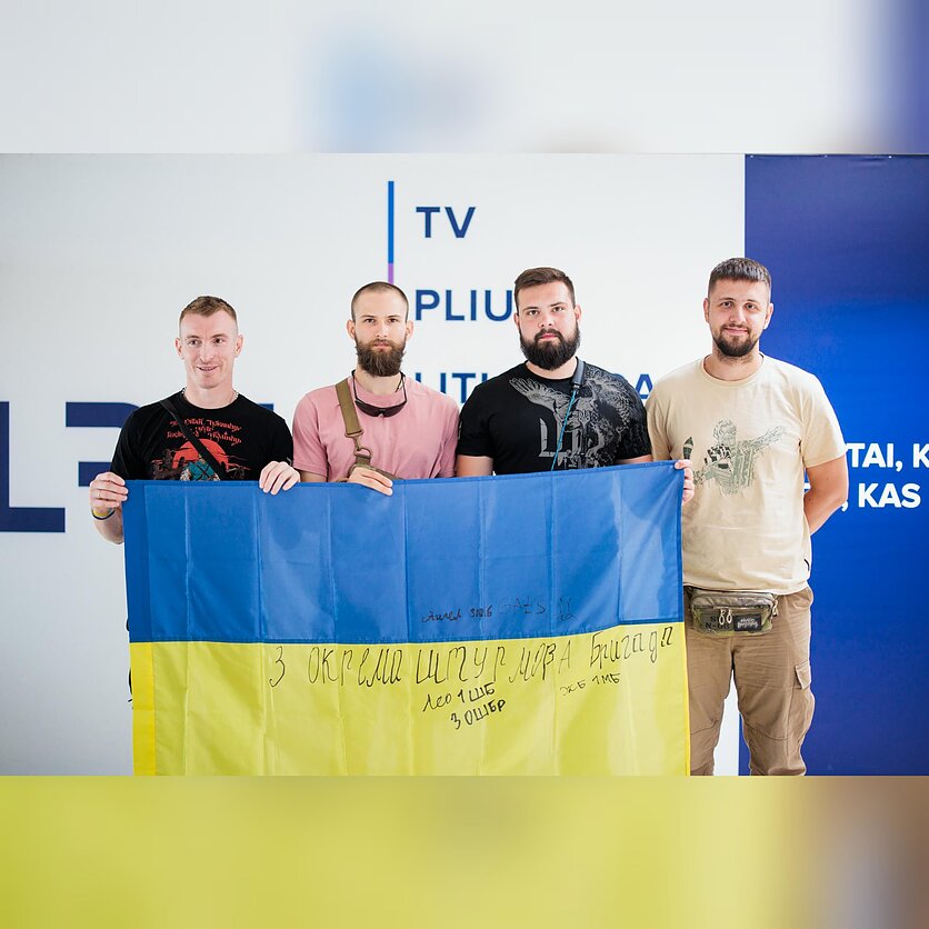 фото: Justinas Stacevičius / LRT, Бійці 3-ї Окремої штурмової бригади Збройних Сил України у Вільнюсі