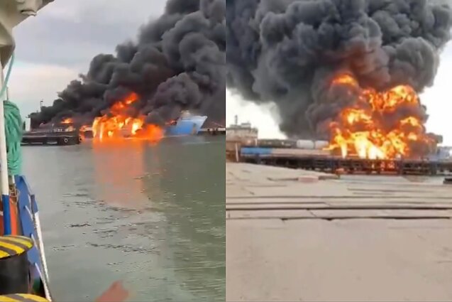 Per Ukrainos antskrydį apgadintas Rusijos keltas