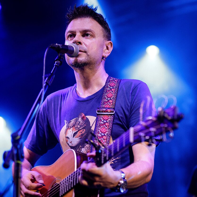 R. Šafranausko nuotr., D. Razauskas vieno iš vasaros festivalių scenoje