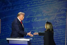 JAV prezidento rinkimų debatuose susitinka Kamala Harris ir Donaldas Trumpas