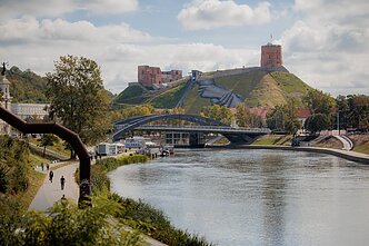 the French artist Saype presented his mural Beyond Walls on the slope of Gediminas Hill