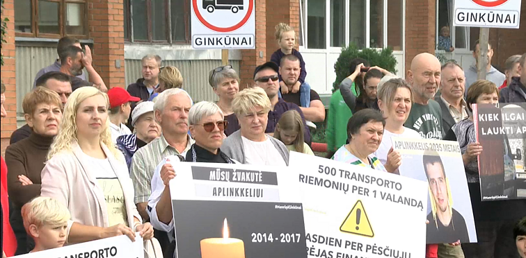 Šiaulių rajono Ginkūnų gyventojai susirinko į piketą: reikalavo aplinkkelio