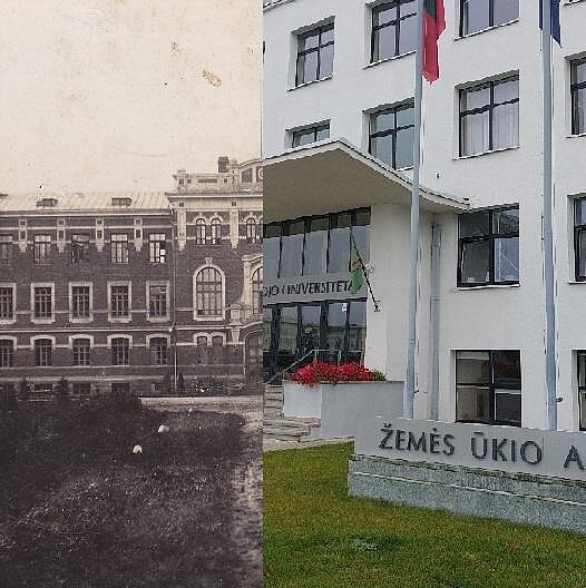 ŽŪA muziejus ir Arvydas Urba, žemės ūkio akademijos pastatai 1924 ir 2024 metais