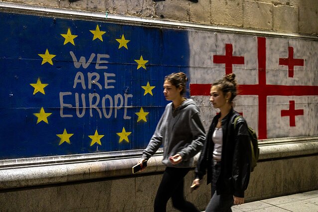 EU flags in Tbilisi