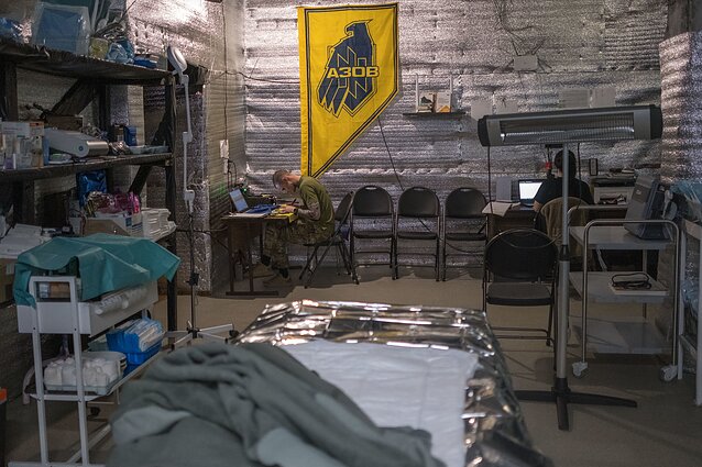 „Azovo“ brigados medicininis taškas – stabilizacinis punktas. 2024 metų spalis.