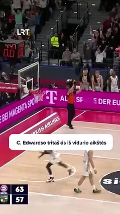 „Žalgirio“ varžovų lyderis smeigia metimą iš vidurio aikštės
