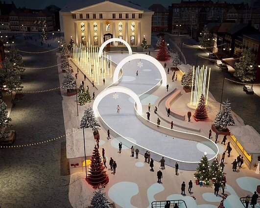 Рождественский каток на Ратушной площади в Вильнюсе