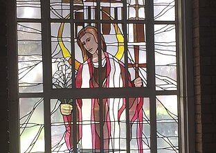Stained glass window of the Pius X Church in Pretoria