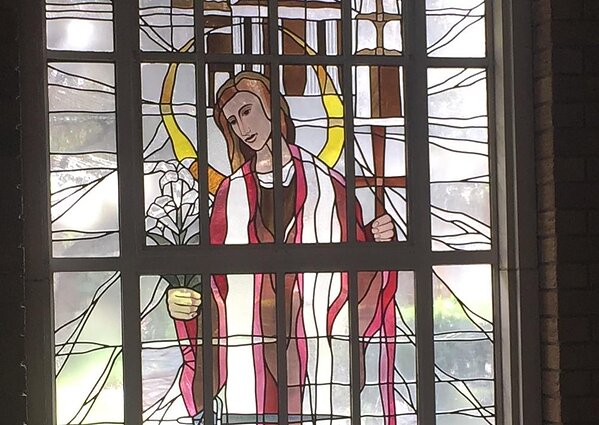 Stained glass window of the Pius X Church in Pretoria