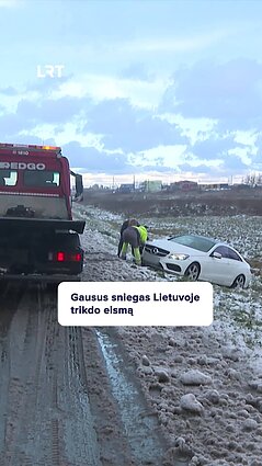 Vairuotojai dėl sniego susidūrė su nemenkais iššūkiais