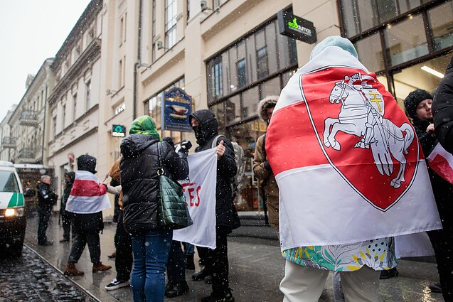 Belarusians rally in Vilnius in support of deported Ukraine fighter, November 22, 2024.