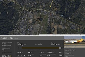 Paskutiniai „Flightradar24“ pateikti duomenys apie Vilniuje sudužusį orlaivį