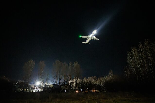 Vieta, kur sudužo lėktuvas, naktį