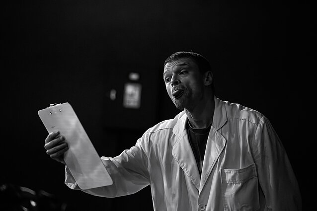 Spektaklio „Lūšies valanda“ repeticija Spektaklio „Lūšies valanda“ repeticija
