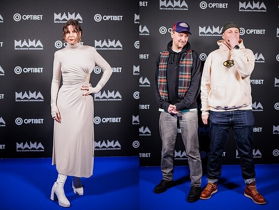 M.A.M.A. nominantų paskelbimo ceremonijos akimirka - „Kamanių šilelio“ dainininkė Kamilė Gudmonaitė ir „Despotin Fam“