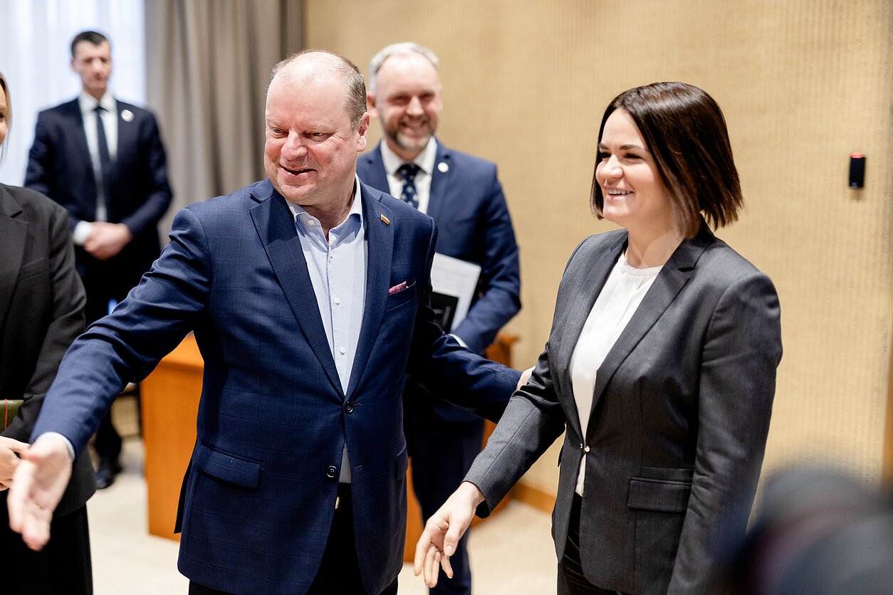 Saulius Skvernelis ir Sviatlana Cichanouskaja Saulius Skvernelis ir Sviatlana Cichanouskaja