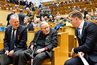 Laisvės gynėjų susitikimas Seimo Kovo 11-osios Akto salėje. Vytautas Landsbergis