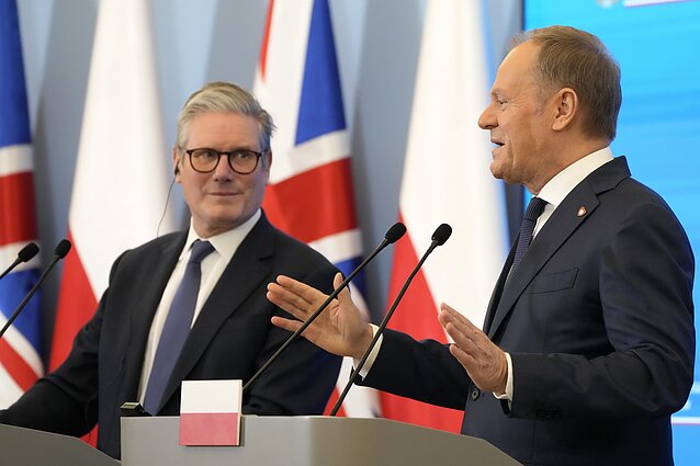 JK premjeras Keiras Starmeris ir Lenkijos premjeras Donaldas Tuskas