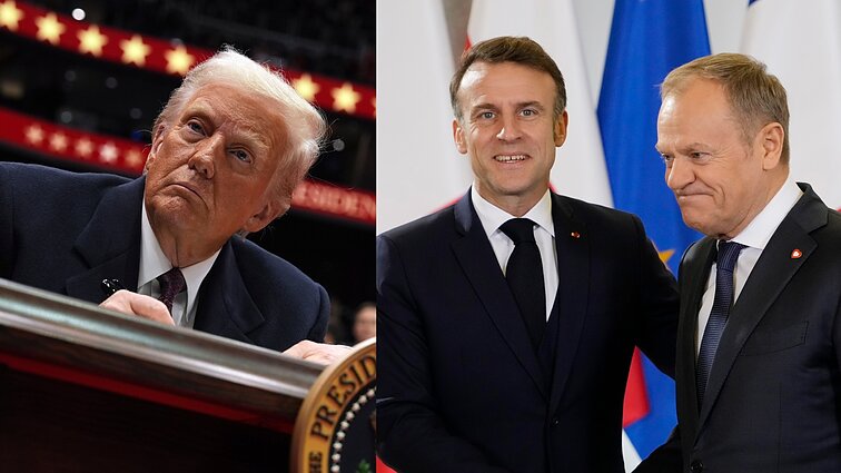 Pasaulio lyderių sveikinimai Trumpui: kritika ES, Macrono pažadai ir Tusko problema
