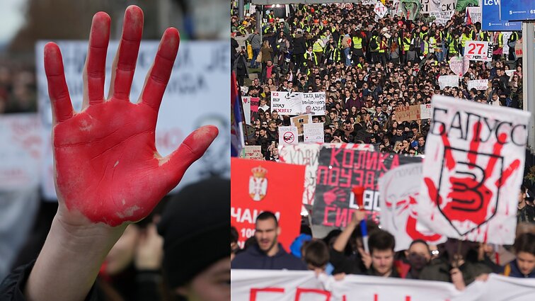 Serbijoje – šimtatūkstantiniai antivyriausybiniai protestai: studentai reikalauja pokyčių