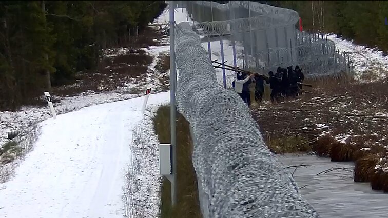 Užfiksavo į Lietuvą kopėčiomis iš Baltarusijos patekti bandžiusius neteisėtus migrantus