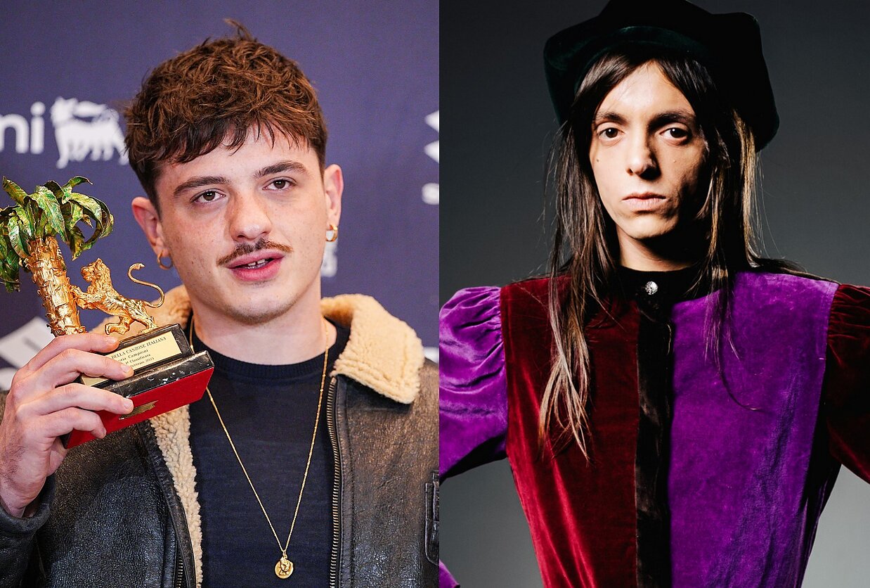Vietoje Sanremo festivalio laimėtojo Olly (kairėje) į „Euroviziją“ vyks dainininkas Lucio Corsi