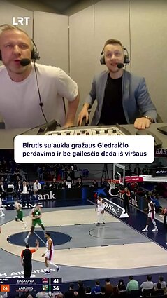 Birutis iš viršaus krauna Giedraičio paserviruotą kamuolį