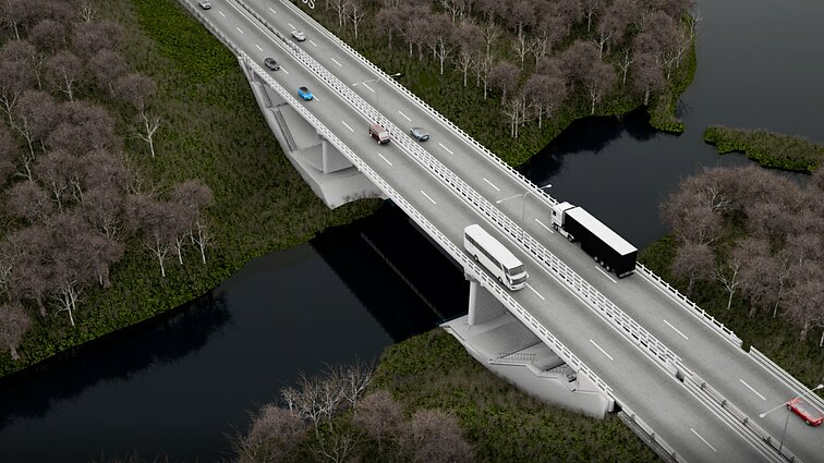 Eismo organizavimas laikinu tiltu per Kruną