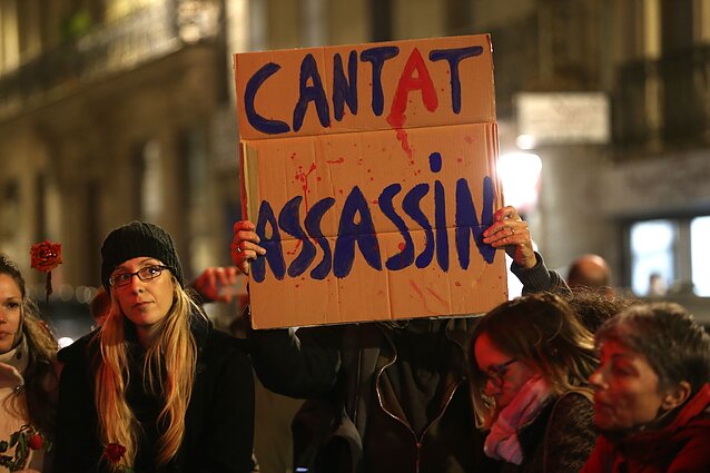Montpellier demonstration of  Women from feminist organizations against Bertrand Cantat, 2018