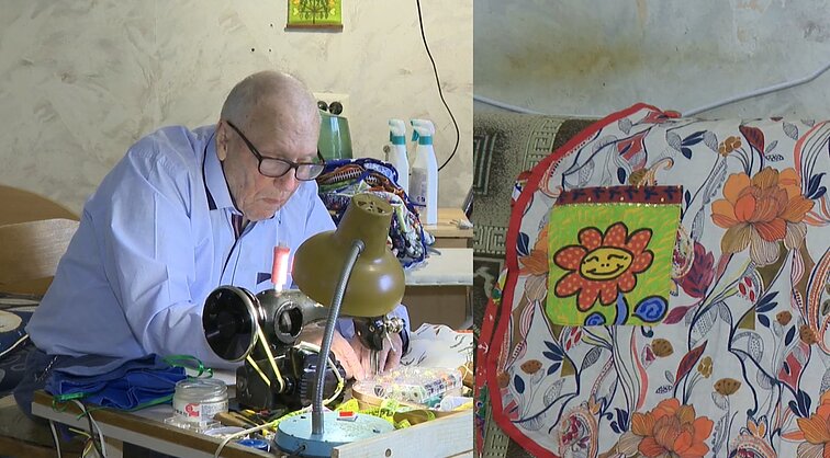 Netikėtai prijuosčių siuvėju tapęs 90-metis Jonas: galva niekur kitur taip nepailsės