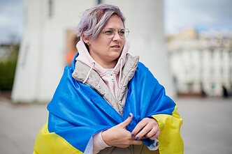 Paramą Ukrainai išreiškė susikibdami rankomis
