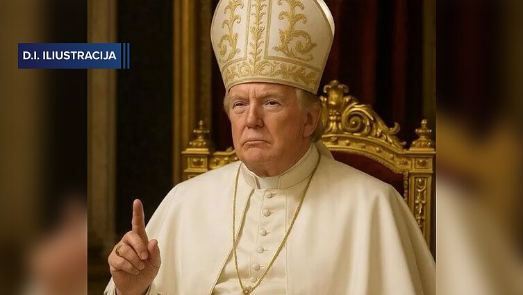 Baltieji rūmai paskelbė DI sukurtą nuotrauką, kurioje Trumpas pavaizduotas kaip popiežius