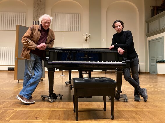 Perkusininkas Vladimiras Tarasovas ir pianistas Viktoras Paukštelis